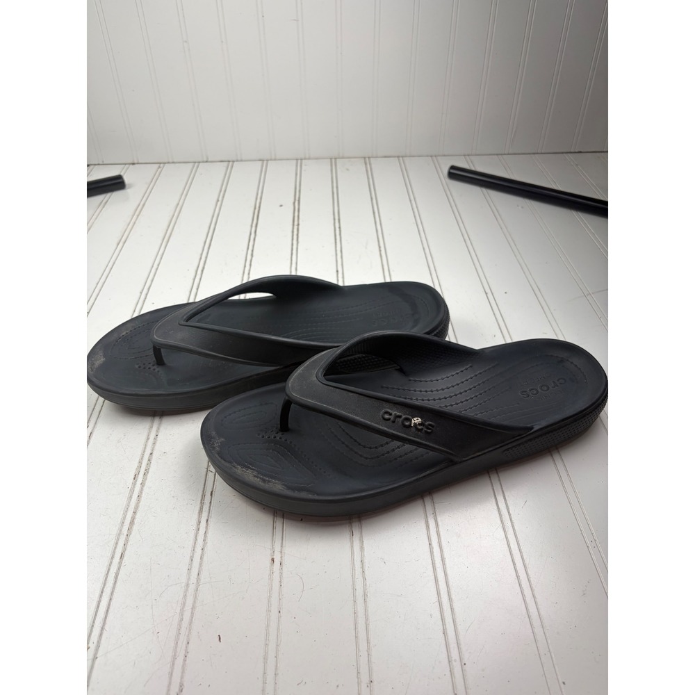Crocs Black Comfort Thong Flip Flop's Men's Size 11 - Picture 2 of 10